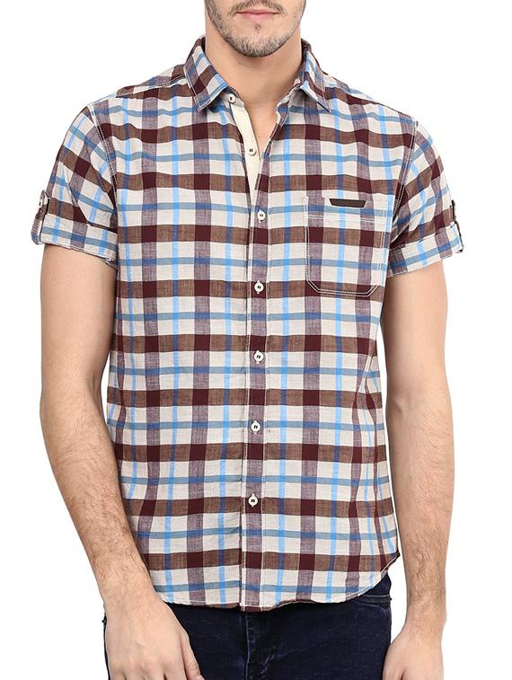 mufti mens wine slim fit mid rise casual shirts - 11716680 -  Zoom Image - 0