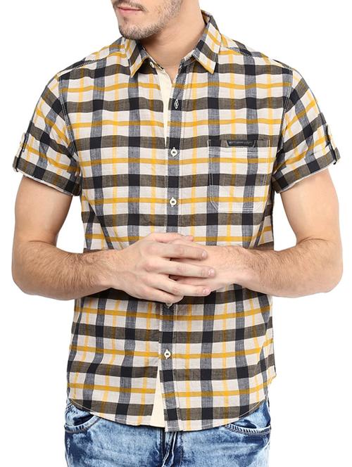 mufti mens mustard slim fit mid rise casual shirts - 11716681 -  Standard Image - 0