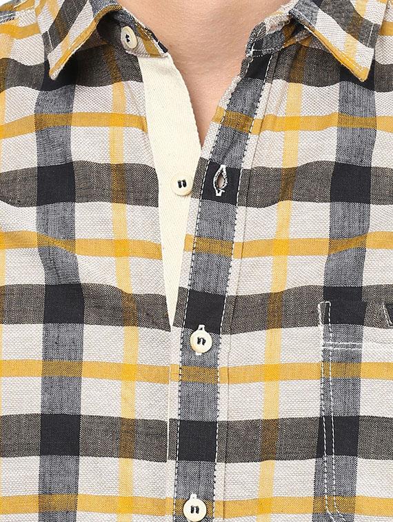 mufti mens mustard slim fit mid rise casual shirts - 11716681 - Standard Image - 3