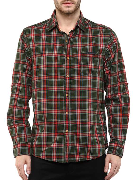 mufti mens olive slim fit mid rise casual shirts - 11716682 -  Zoom Image - 0