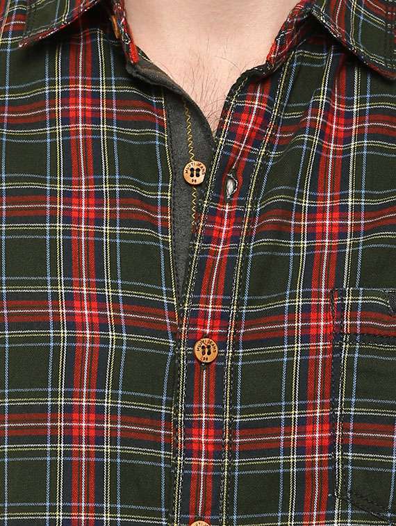 mufti mens olive slim fit mid rise casual shirts - 11716682 - Standard Image - 3