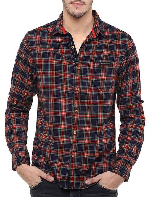 navy blue cotton casual shirt - 11716683 -  Standard Image - 0