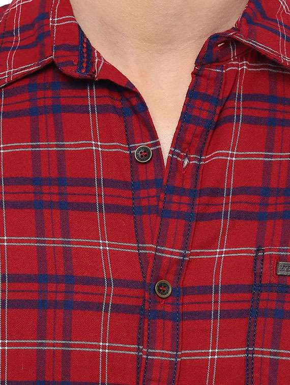 mufti mens red slim fit mid rise casual shirts - 11716684 -  Standard Image - 3