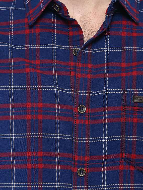 navy blue cotton casual shirt - 11716685 -  Standard Image - 3