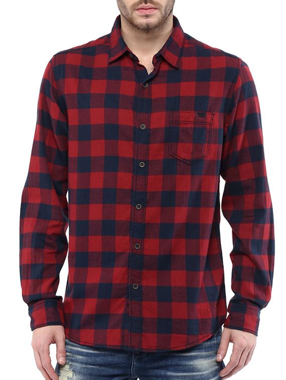 mufti mens red slim fit mid rise casual shirts - 11716689 -  Zoom Image - 0