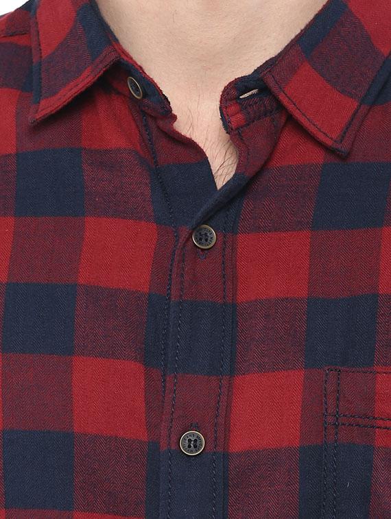 mufti mens red slim fit mid rise casual shirts - 11716689 - Standard Image - 3