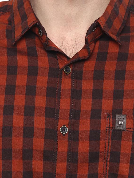 mufti mens rust slim fit mid rise casual shirts - 11716690 - Standard Image - 3