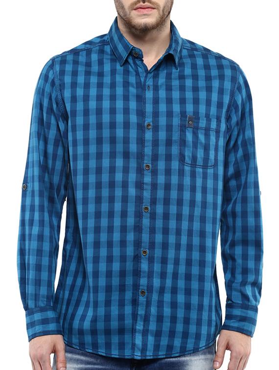mufti mens blue slim fit mid rise casual shirts - 11716691 - Zoom Image - 0