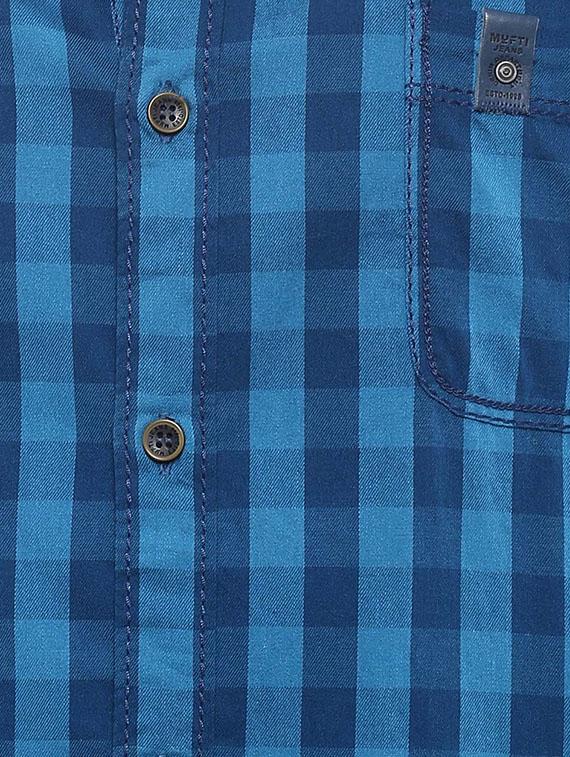 mufti mens blue slim fit mid rise casual shirts - 11716691 - Standard Image - 3