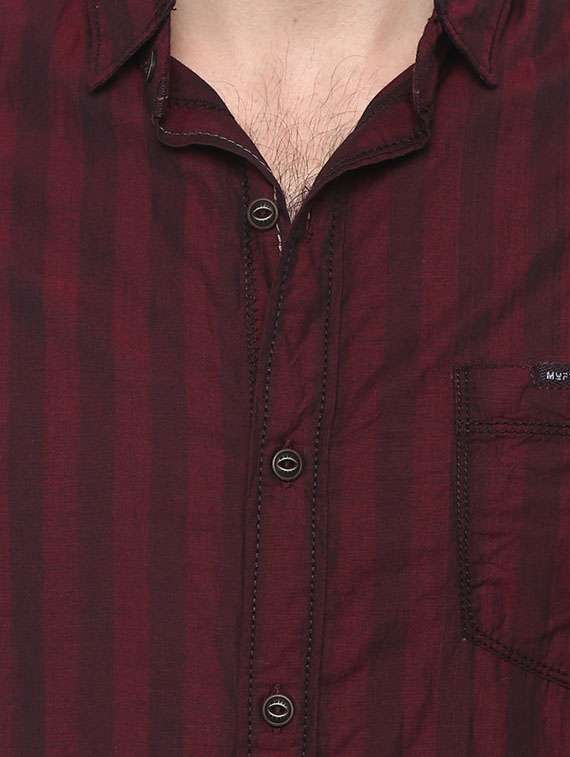 mufti mens wine slim fit mid rise casual shirts - 11716692 -  Standard Image - 3