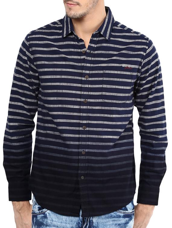 navy blue cotton casual shirt - 11716696 - Zoom Image - 0