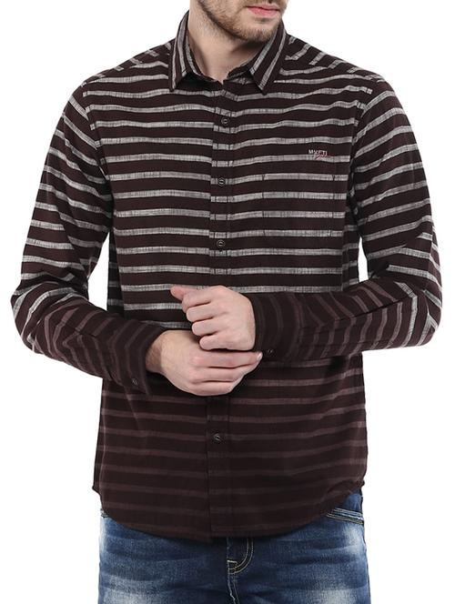 mufti mens brown slim fit mid rise casual shirts - 11716697 - Standard Image - 0