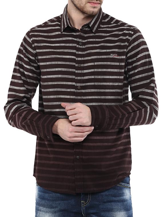 mufti mens brown slim fit mid rise casual shirts - 11716697 - Zoom Image - 0