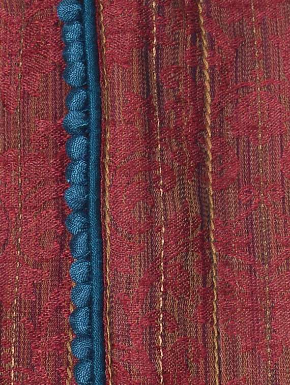 maroon silk blend kurta pyjama set - 11716901 -  Standard Image - 3