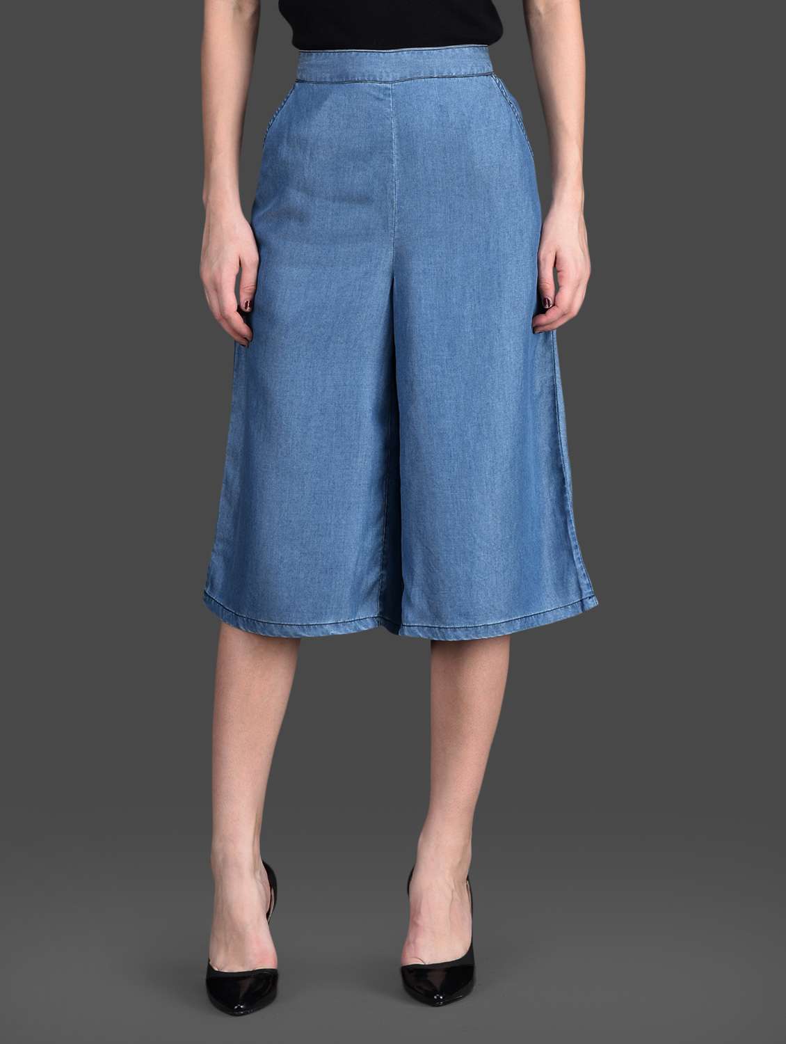 Buy online Knee Length Flare Pants from Capris Leggings for