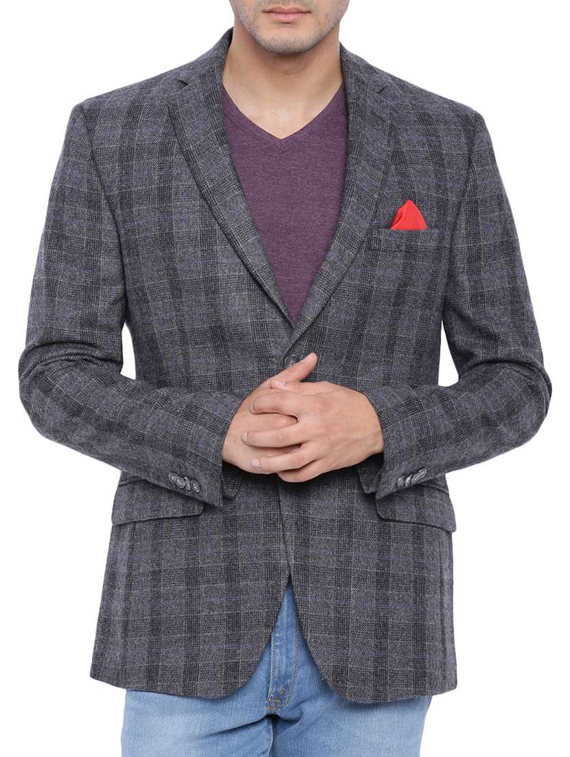 grey woolen casual blazer