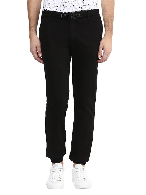 mufti mens black regular fit mid rise trousers - 11737315 -  Standard Image - 0