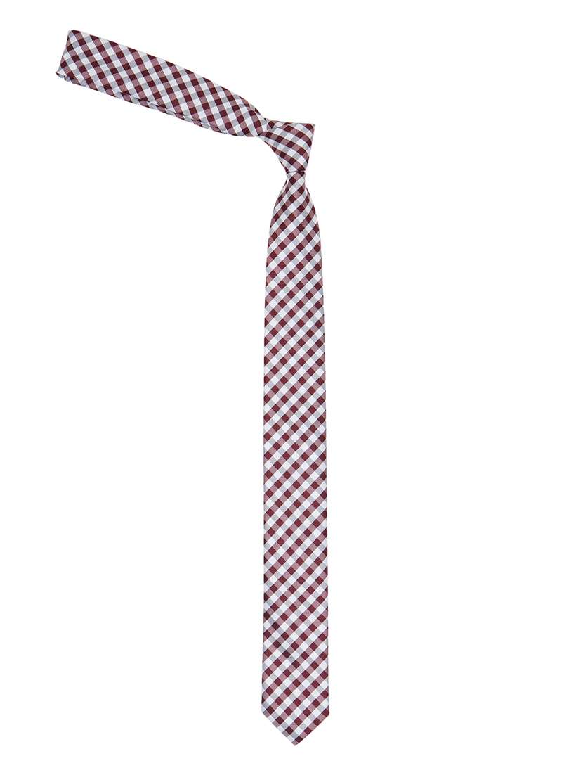 maroon and grey printed neck tie