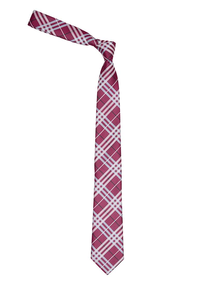 maroon and grey printed neck tie