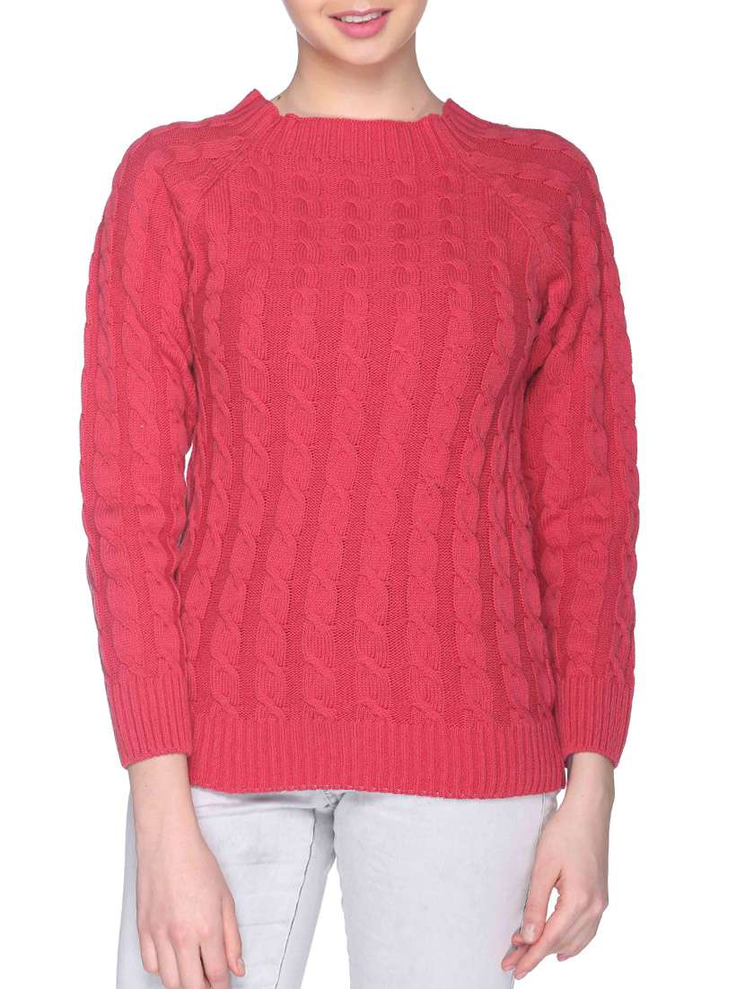 solid pink acrylic pullover