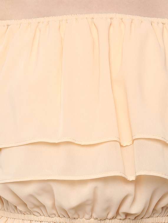 women beige solid off shoulder dress - 11741495 -  Standard Image - 3