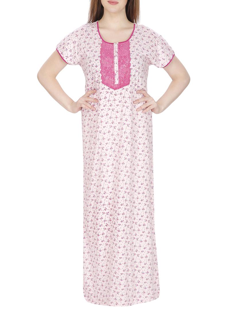 white printed cotton nighty - 11748349 - Zoom Image - 0