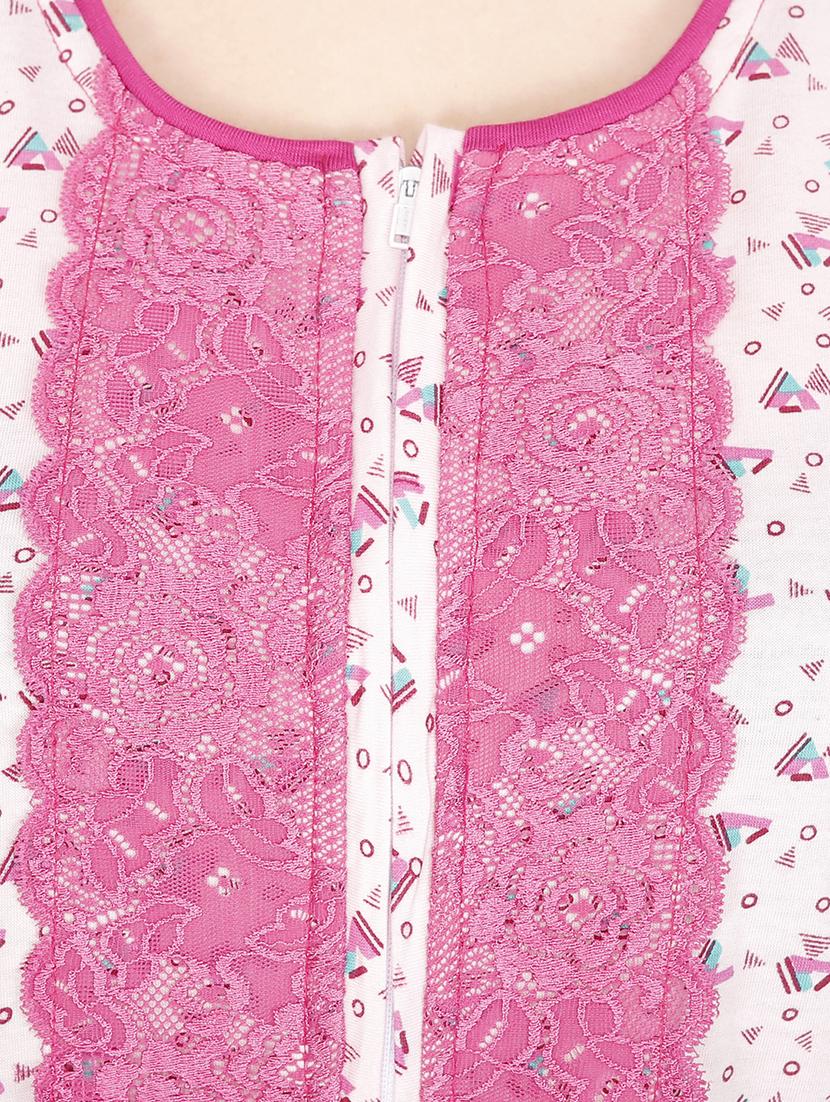 white printed cotton nighty - 11748349 - Standard Image - 3