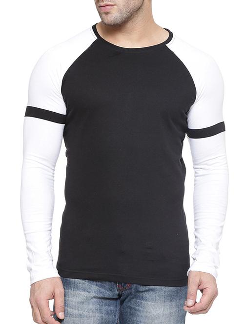 black cotton colour block t-shirt - 11756300 -  Standard Image - 0