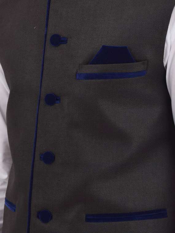 black cotton nehru jacket - 11757434 -  Standard Image - 3