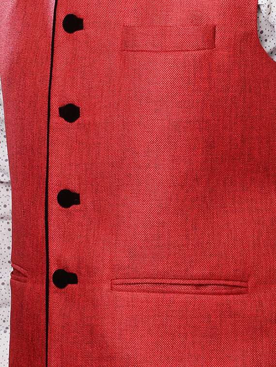 red cotton nehru jacket - 11757445 -  Standard Image - 3