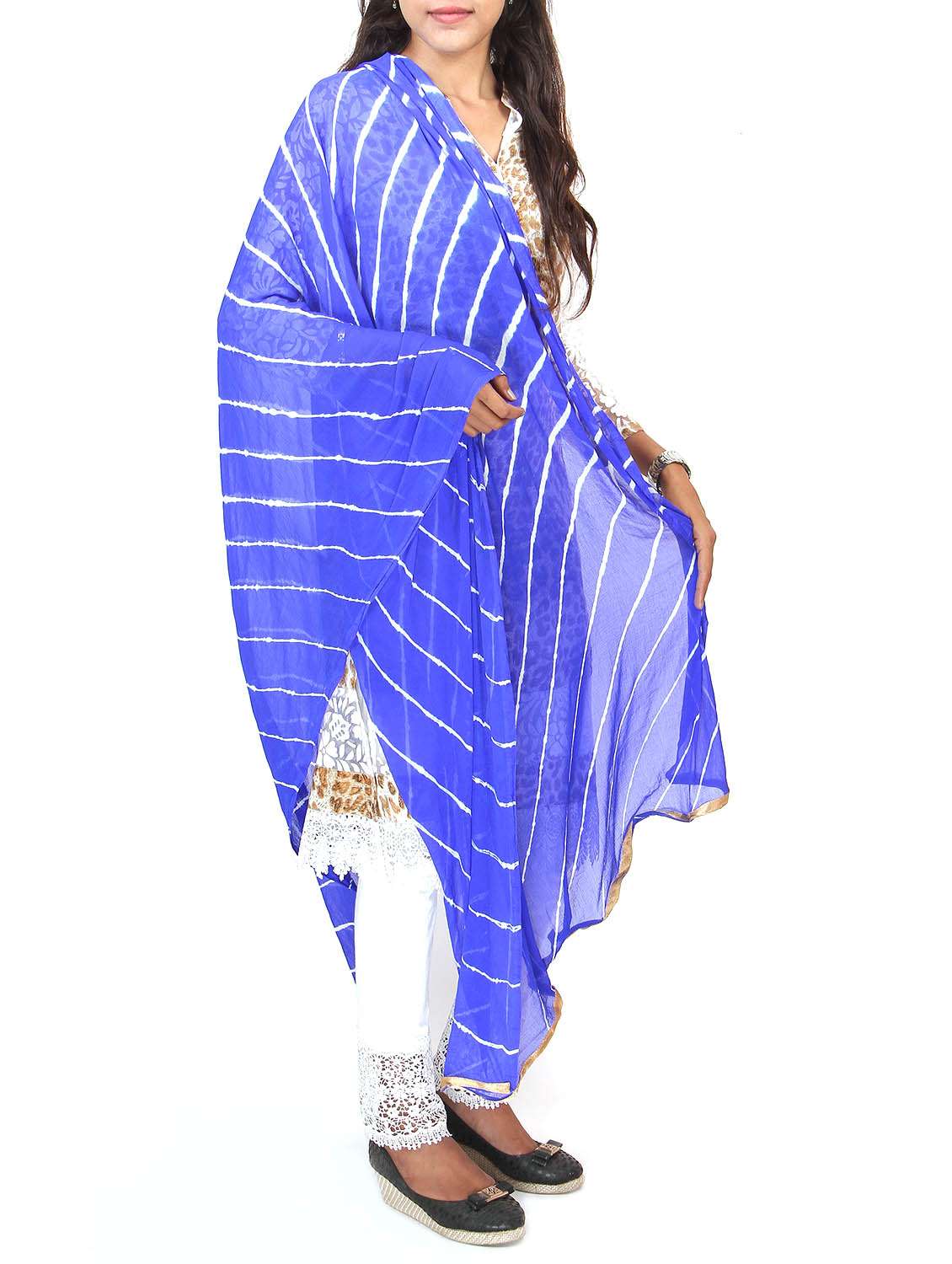 blue georgette tie & dye dupatta