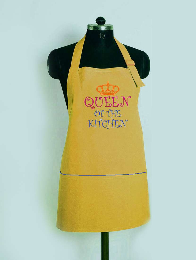 yellow printed cotton apron