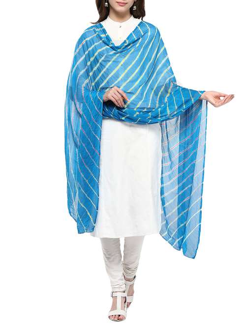 blue georgette tie & dye dupatta - 11761837 -  Standard Image - 0