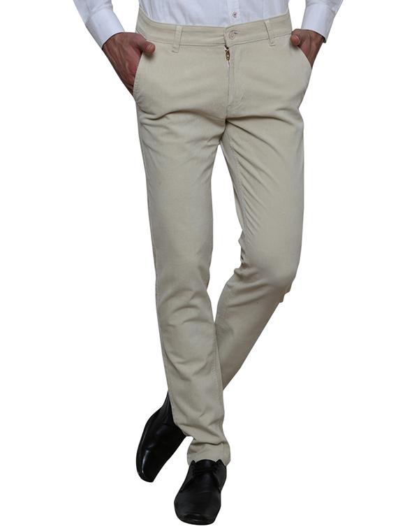 beige cotton corduroy casual trousers - 11764031 - Zoom Image - 0