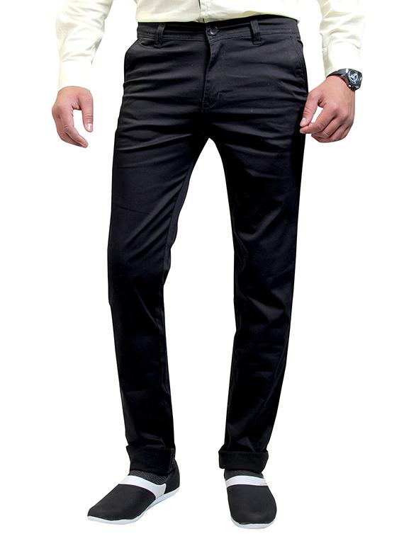 black cotton chinos casual trousers - 11764039 -  Zoom Image - 0