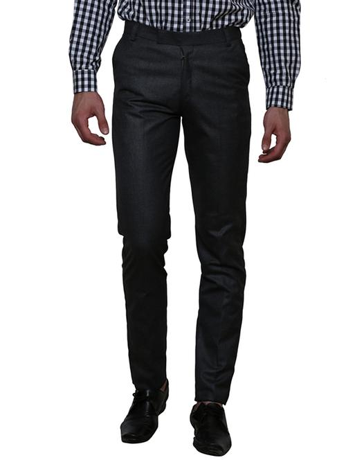 black polyester flat front trousers formal - 11764057 - Standard Image - 0