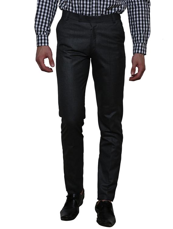 black polyester flat front trousers formal - 11764057 - Zoom Image - 0