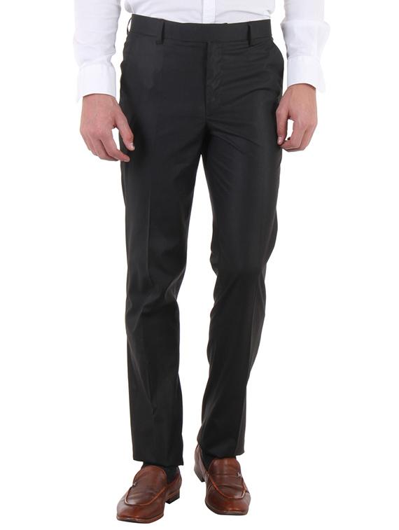 black polyester flat front trousers formal - 11764076 -  Zoom Image - 0