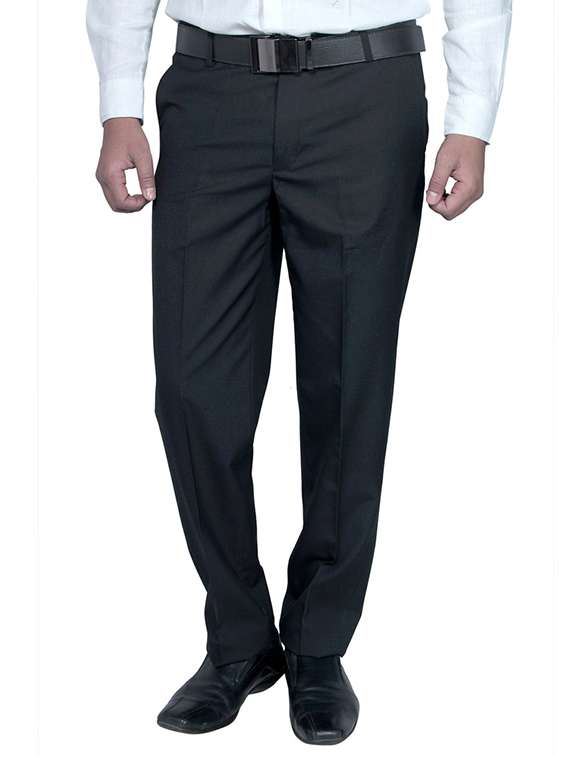 black viscose flat front trousers formal