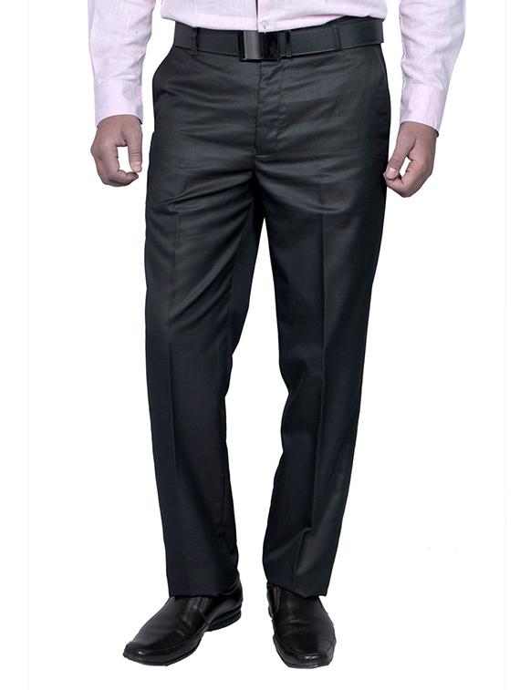 black polyester flat front trousers formal - 11764082 -  Zoom Image - 0