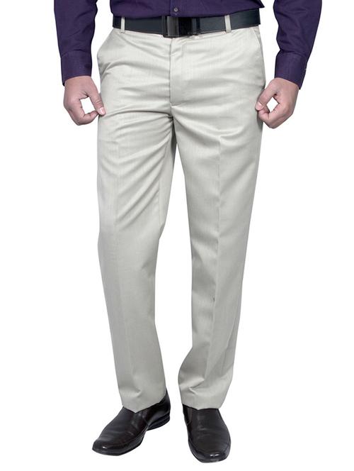 beige polyester flat front trousers formal - 11764083 -  Standard Image - 0