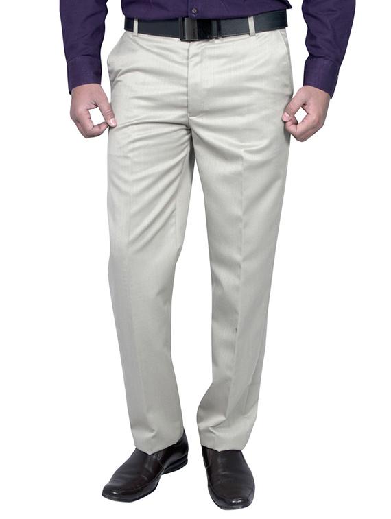 beige polyester flat front trousers formal - 11764083 -  Zoom Image - 0
