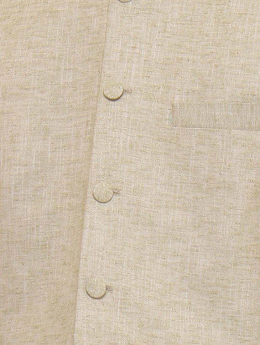 beige linen nehru jacket - 11764120 - Standard Image - 3