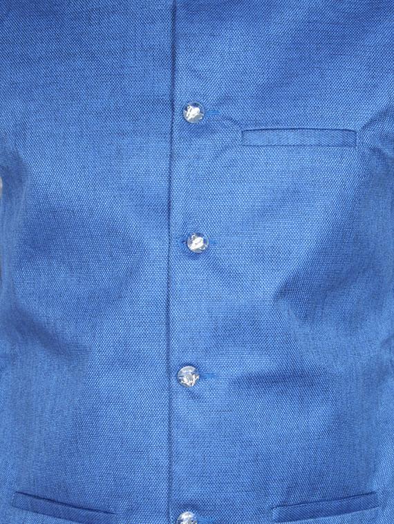 solid blue cotton nehru jacket - 11764174 - Standard Image - 3