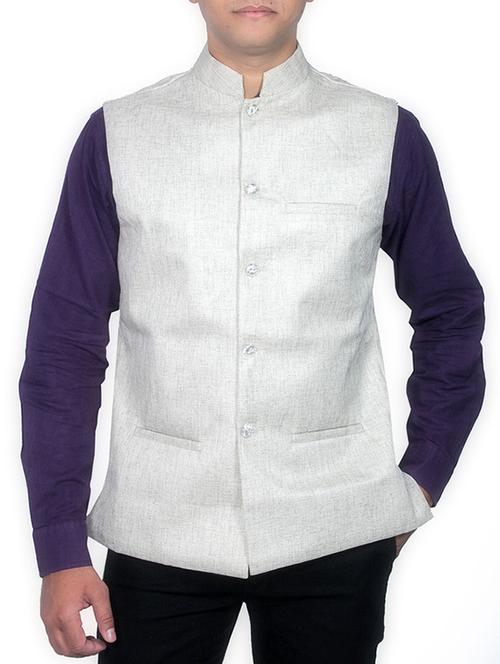 pink cotton nehru jacket - 11764178 - Standard Image - 0