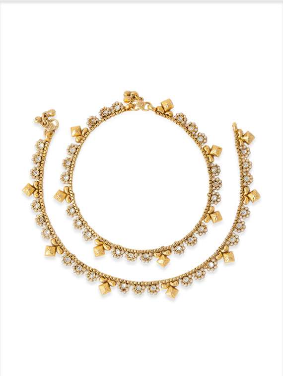 white brass anklets and payal