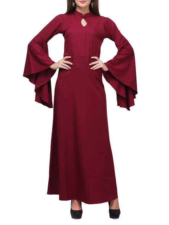 brown crepe maxi dress