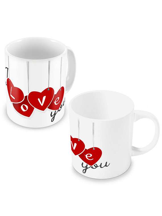 lovely i love you heart printed coffee mugs pair 502