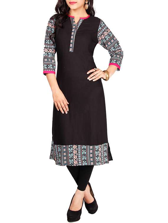 black viscose straight kurta