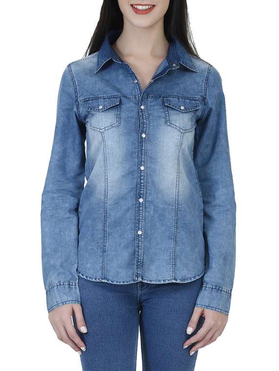 blue denim casual shirt